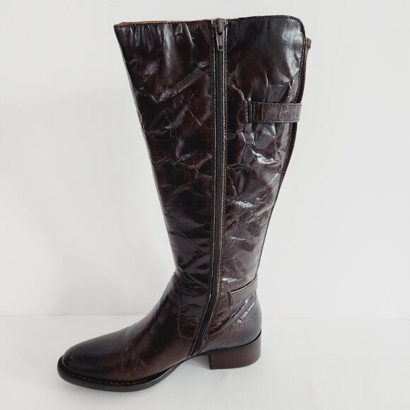 Born Dark Brown Tall Knee High Leather Riding Boots Round Toe Size 8.5 - Picture 3 of 9